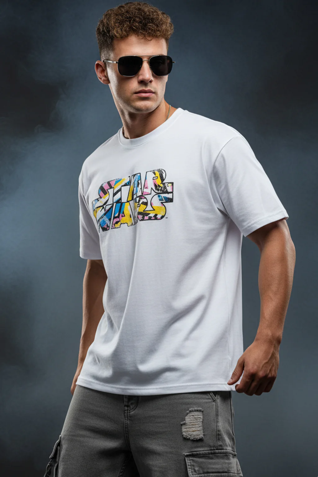 Star Wars White Oversized Back Graphic Printed T-shirt - Image 3