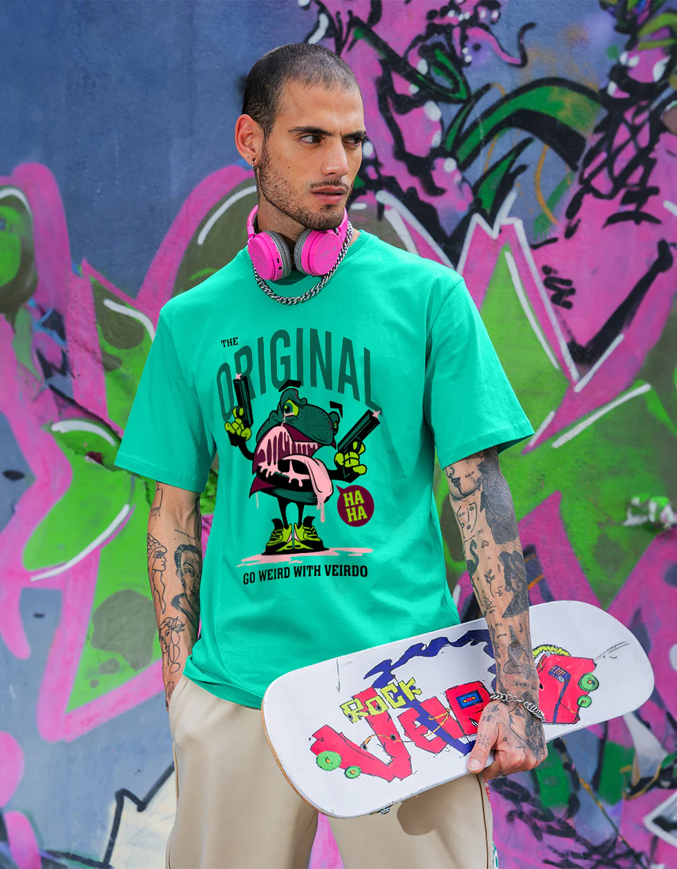 Originals Green Oversized Chest Graphic Printed T-shirt - Image 2