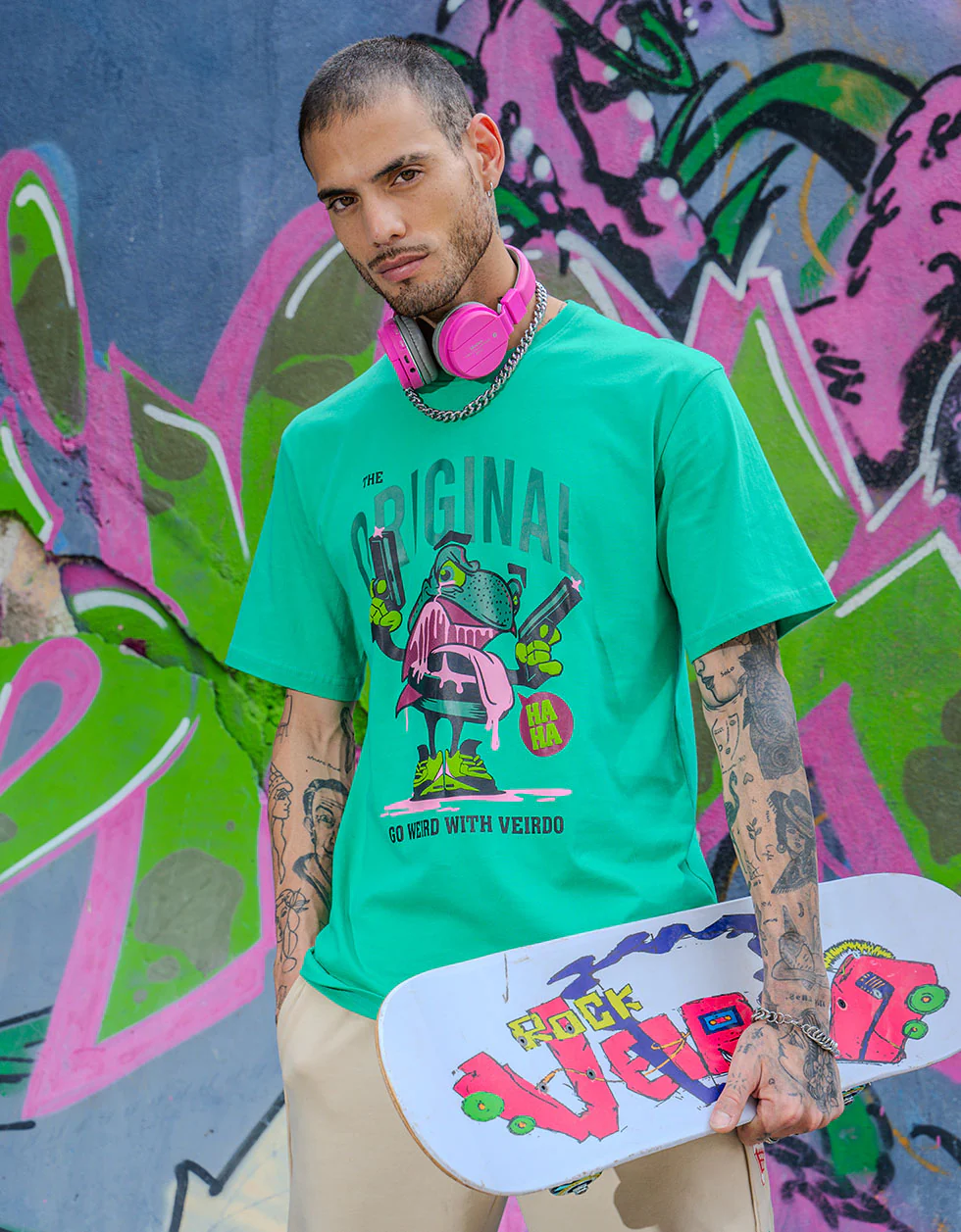 Originals Green Oversized Chest Graphic Printed T-shirt - Image 4