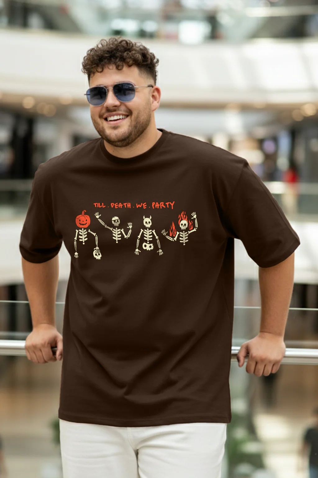 Till Death Brown Graphic Printed Plus Size T-shirt
