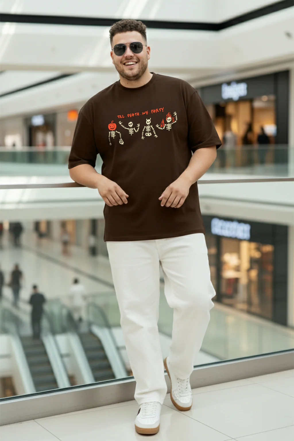 Till Death Brown Graphic Printed Plus Size T-shirt - Image 4