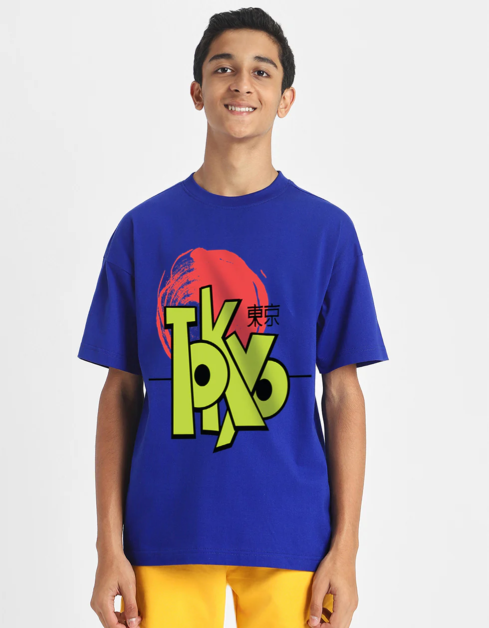 Tokyo Royalblue Oversized Graphic Printed Boys T-shirt - Image 2