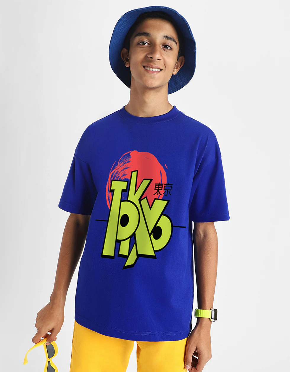 Tokyo Royalblue Oversized Graphic Printed Boys T-shirt - Image 3