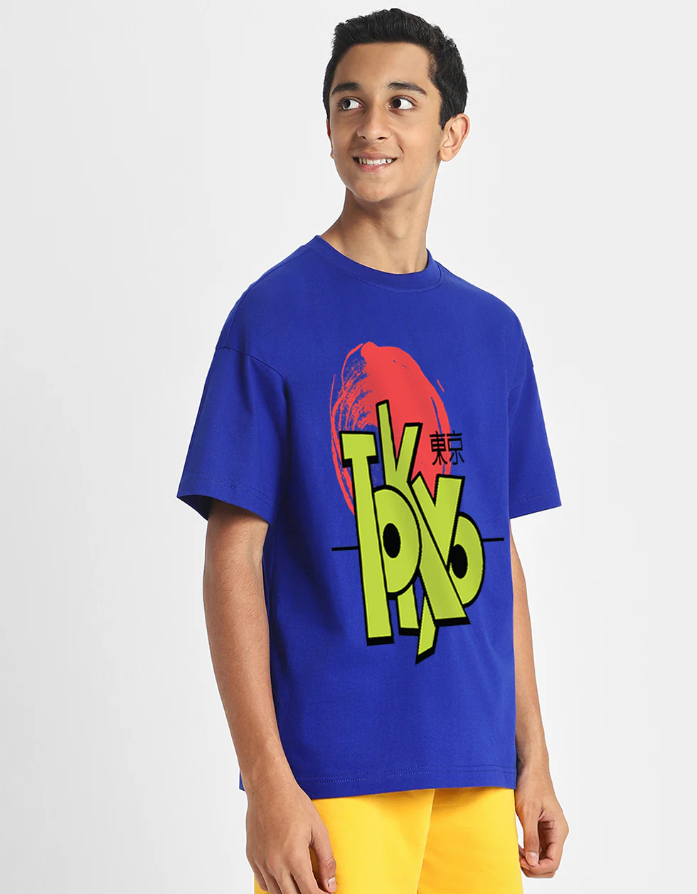 Tokyo Royalblue Oversized Graphic Printed Boys T-shirt - Image 6