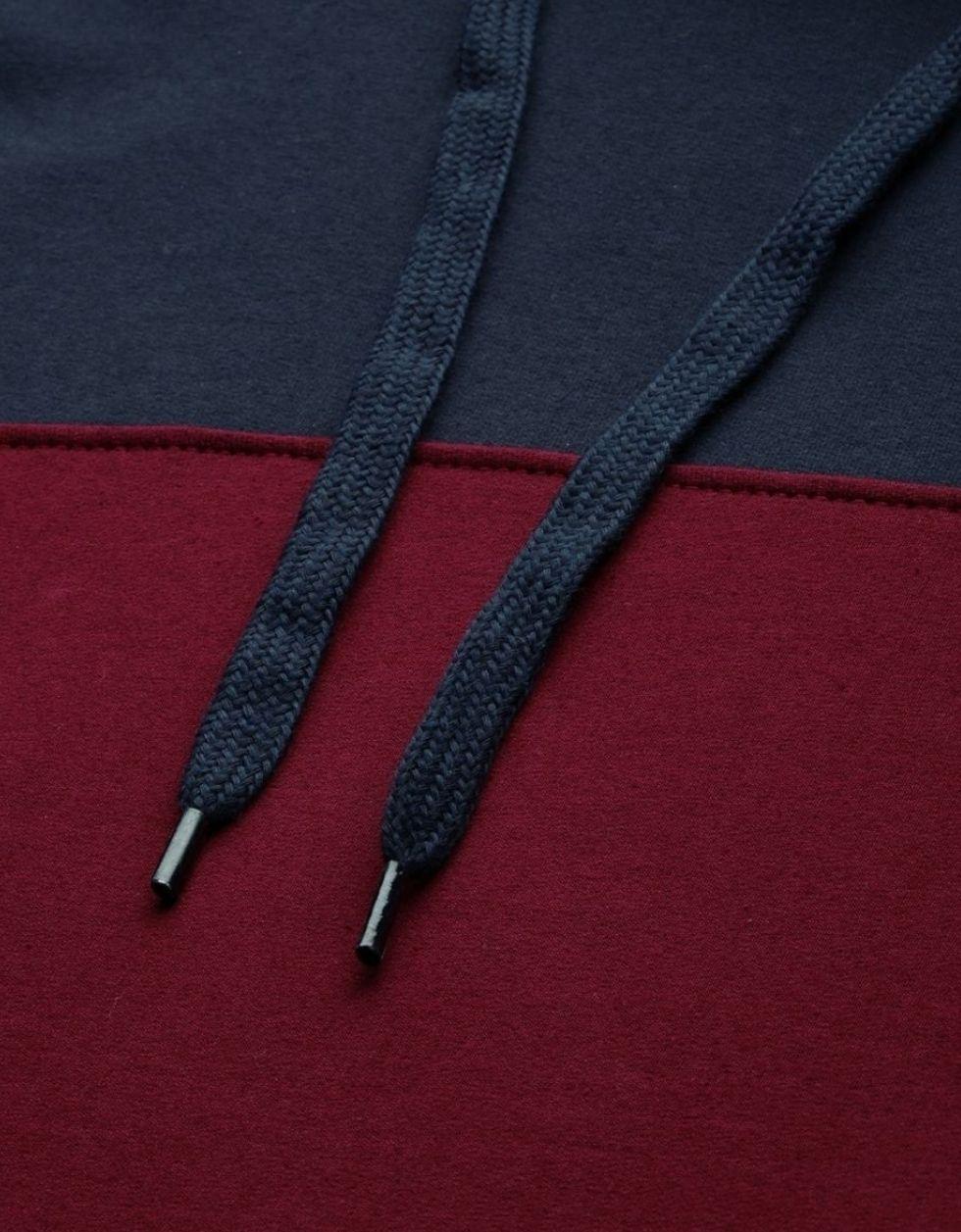 Tri-Tone Maroon ColorBlock Oversized Hoodie - Image 4