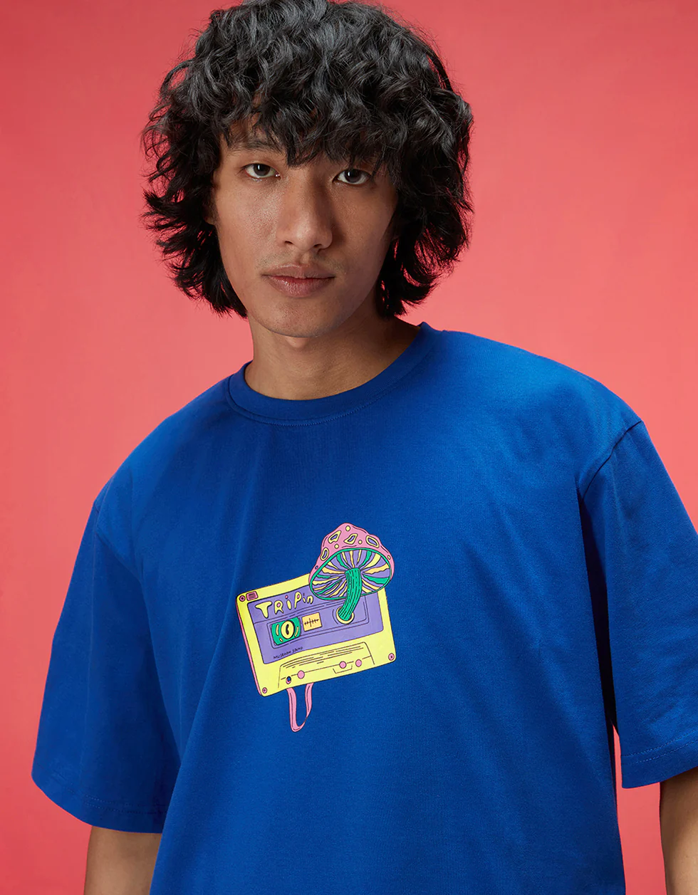 Tripin Royal Blue Oversized Puff Printed Exclusive T-shirt - Image 3
