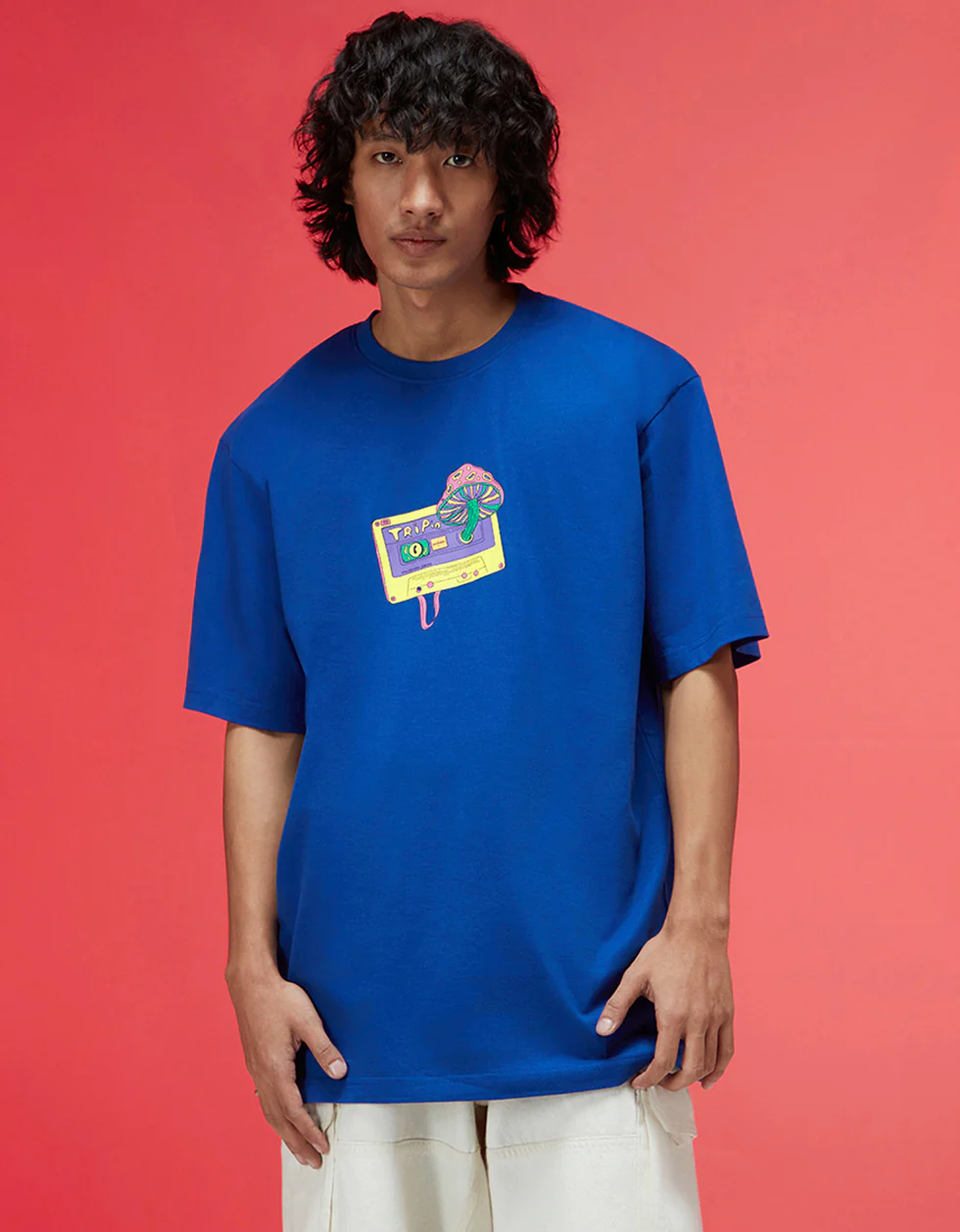 Tripin Royal Blue Oversized Puff Printed Exclusive T-shirt - Image 5