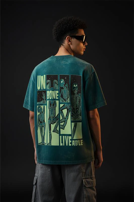 UNBONE Oversized Acid Washed Graphic Back Printed Exclusive T-shirt - Image 3