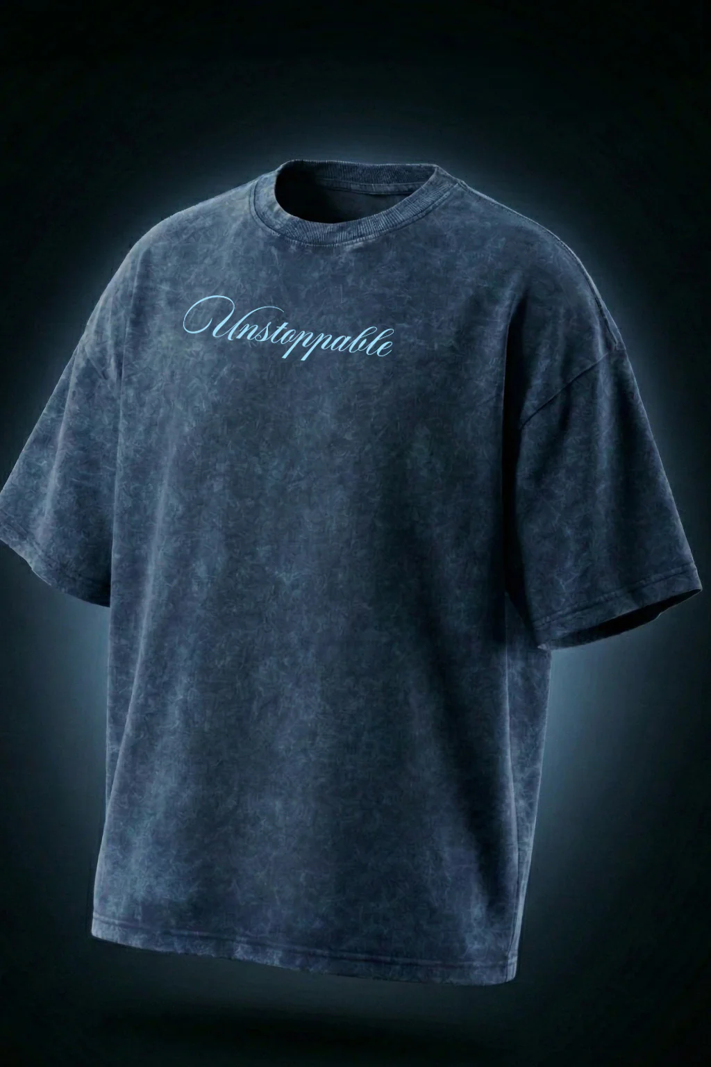Unstoppable Navy Plus Size Acidwash Printed Exclusive T-Shirt - Image 5