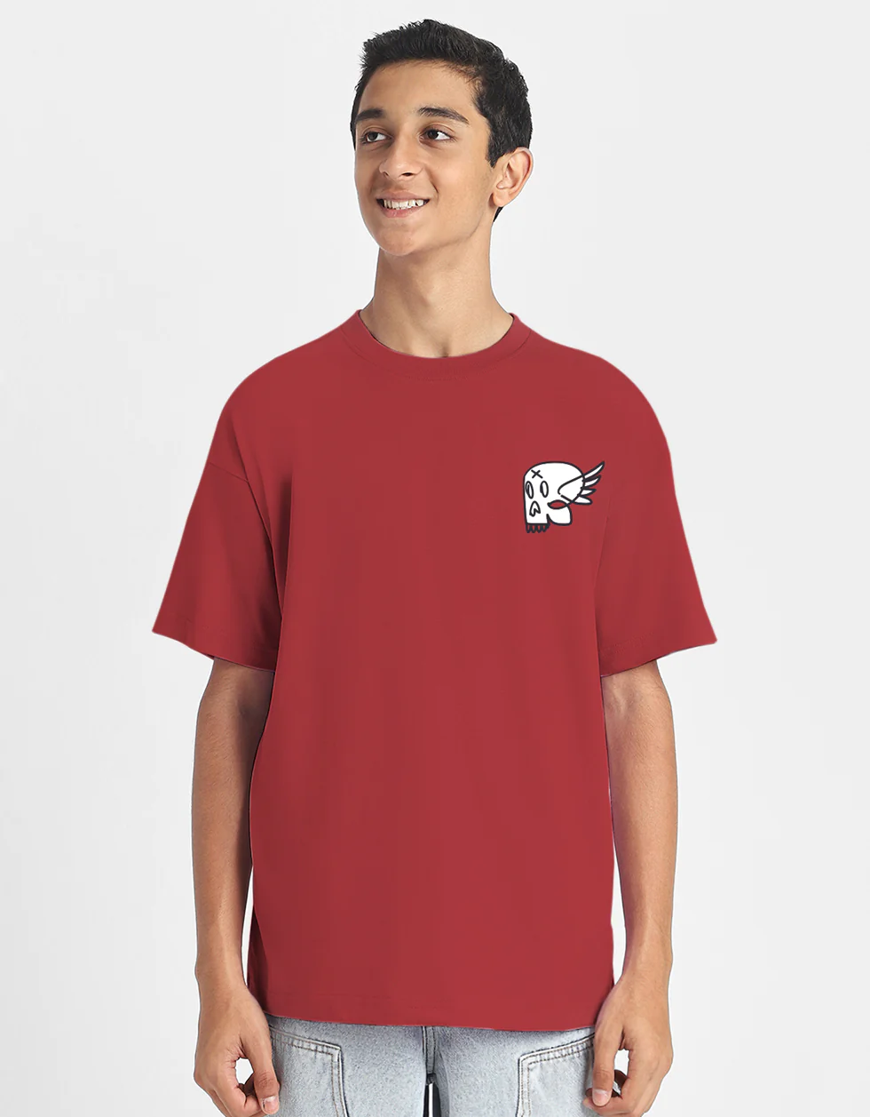 Urban King Red Oversized Graphic Printed Boys T-shirt - Image 4