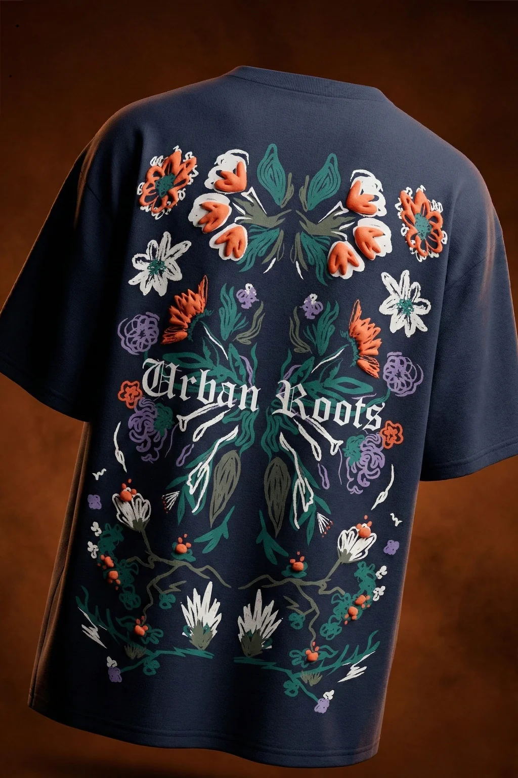 Urban Roots Navy 3D Puff Print Exclusive T-shirt Supreme Edition - Image 3