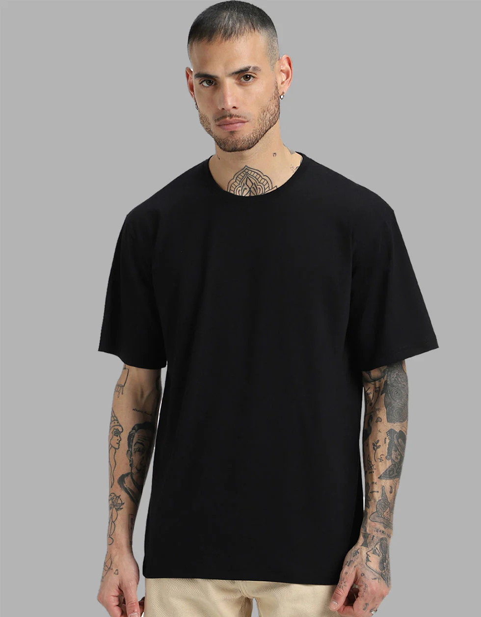 URBANSTART Black Oversized Back Graphic Printed T-shirt - Image 3