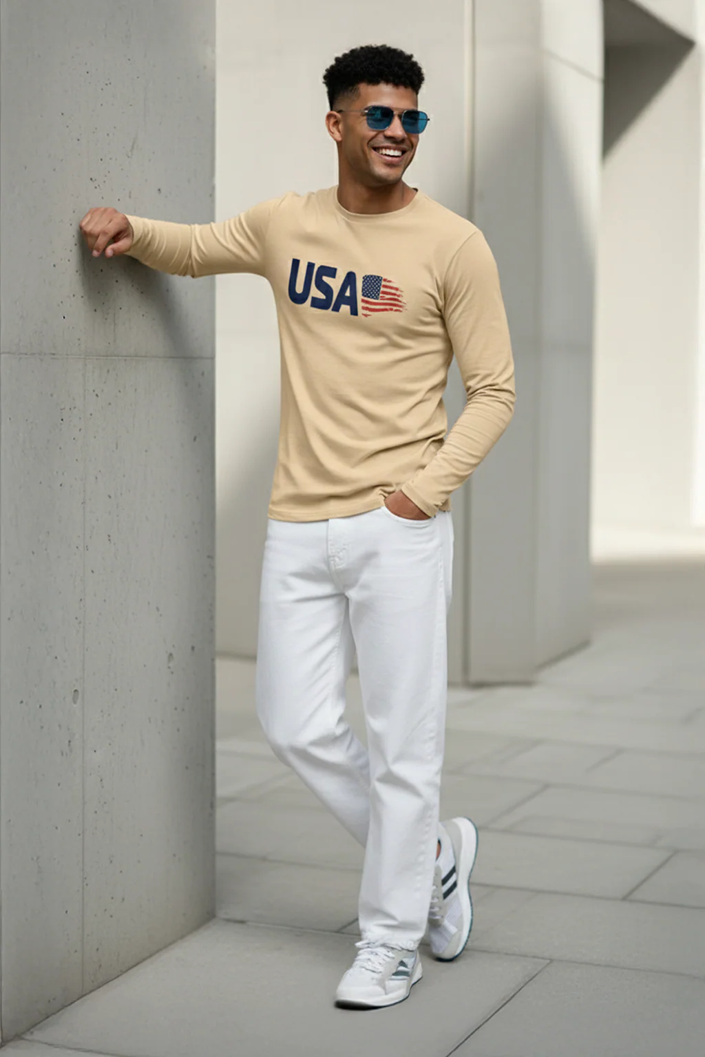 USA Swanwhite Full Sleeves Regular Fit Printed T-shirt - Image 4