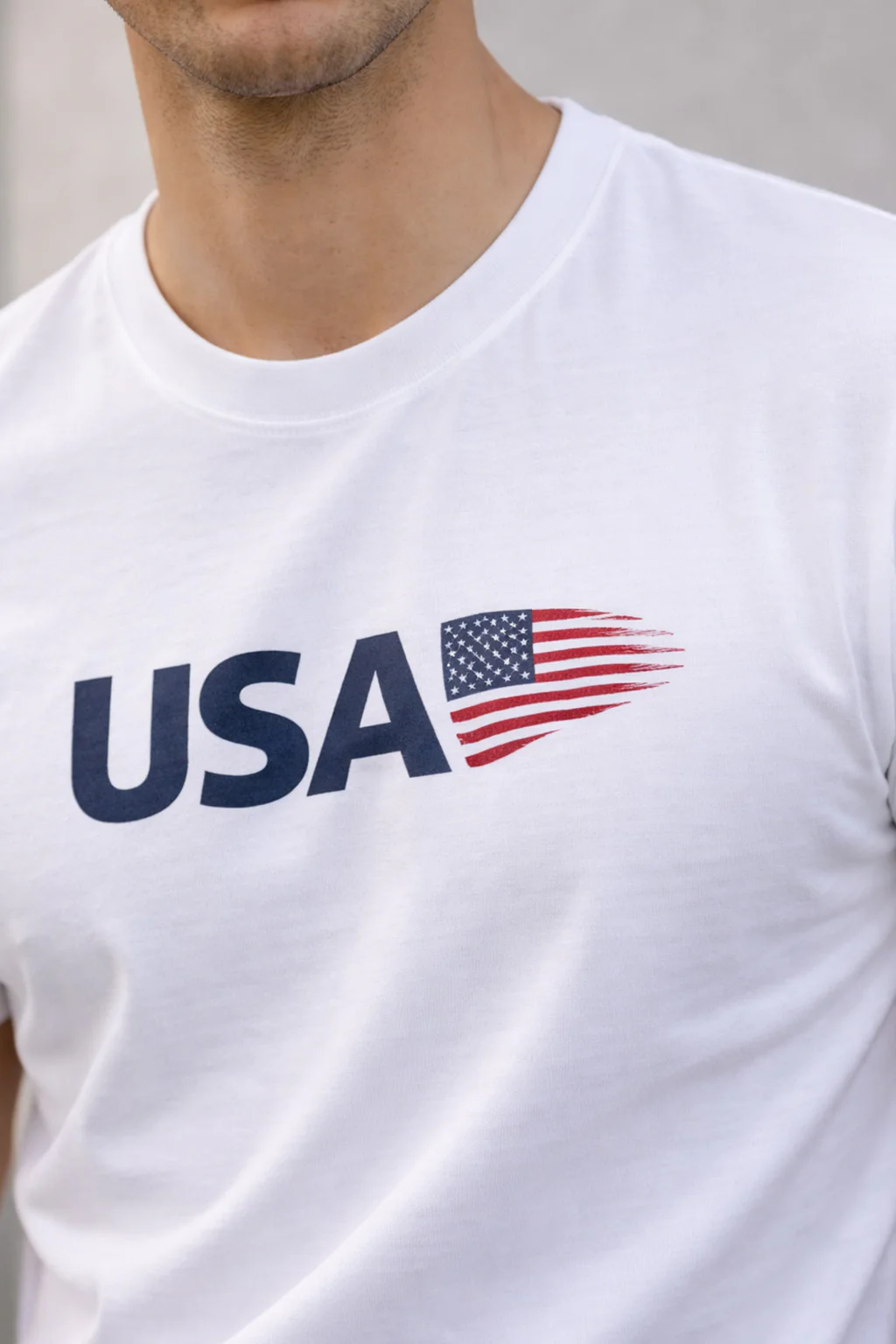 USA White Regular Fit Printed T-shirt - Image 3