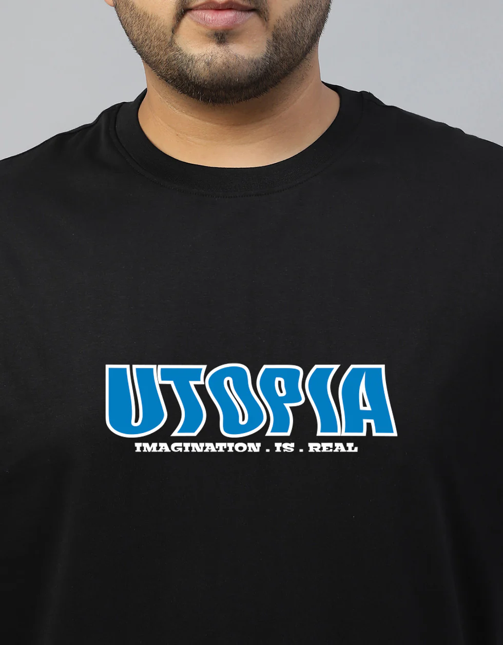 Utopia Black Graphic Printed Plus Size T-shirt - Image 3