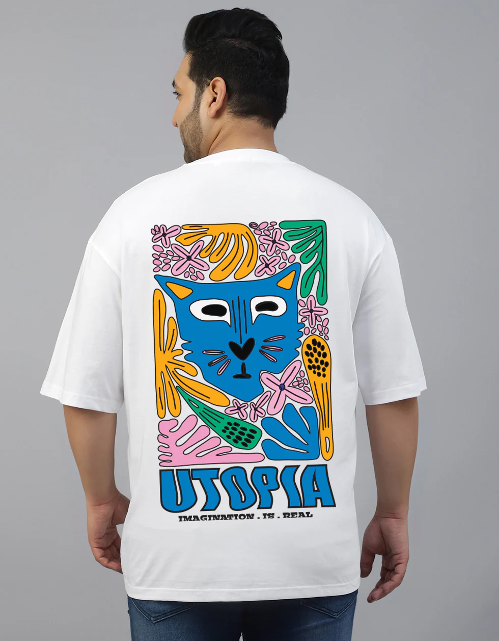 Utopia White Graphic Printed Plus Size T-shirt - Image 2