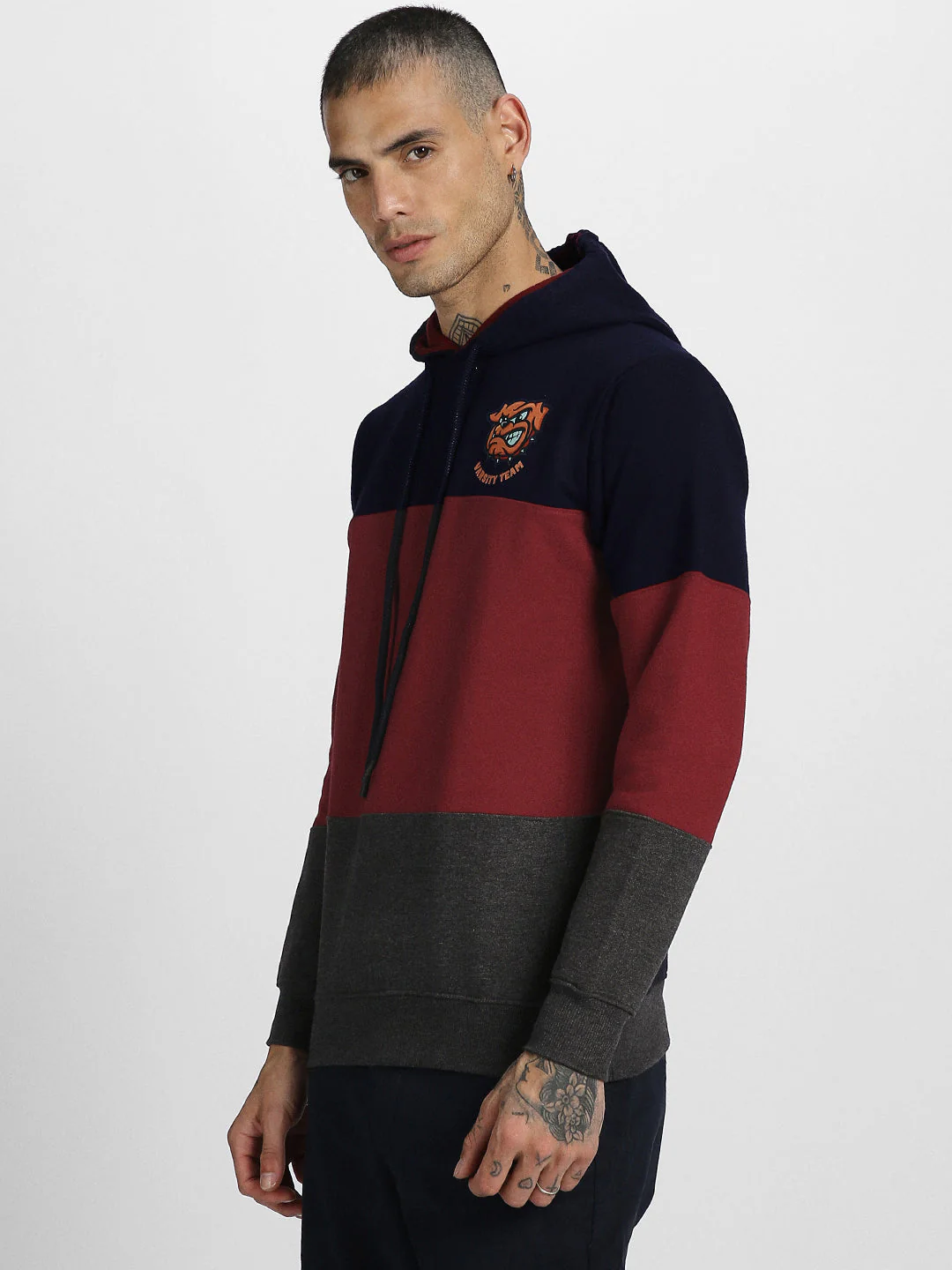 Varsity Maroon Pocket Graphic Printed Hoodie - Image 4