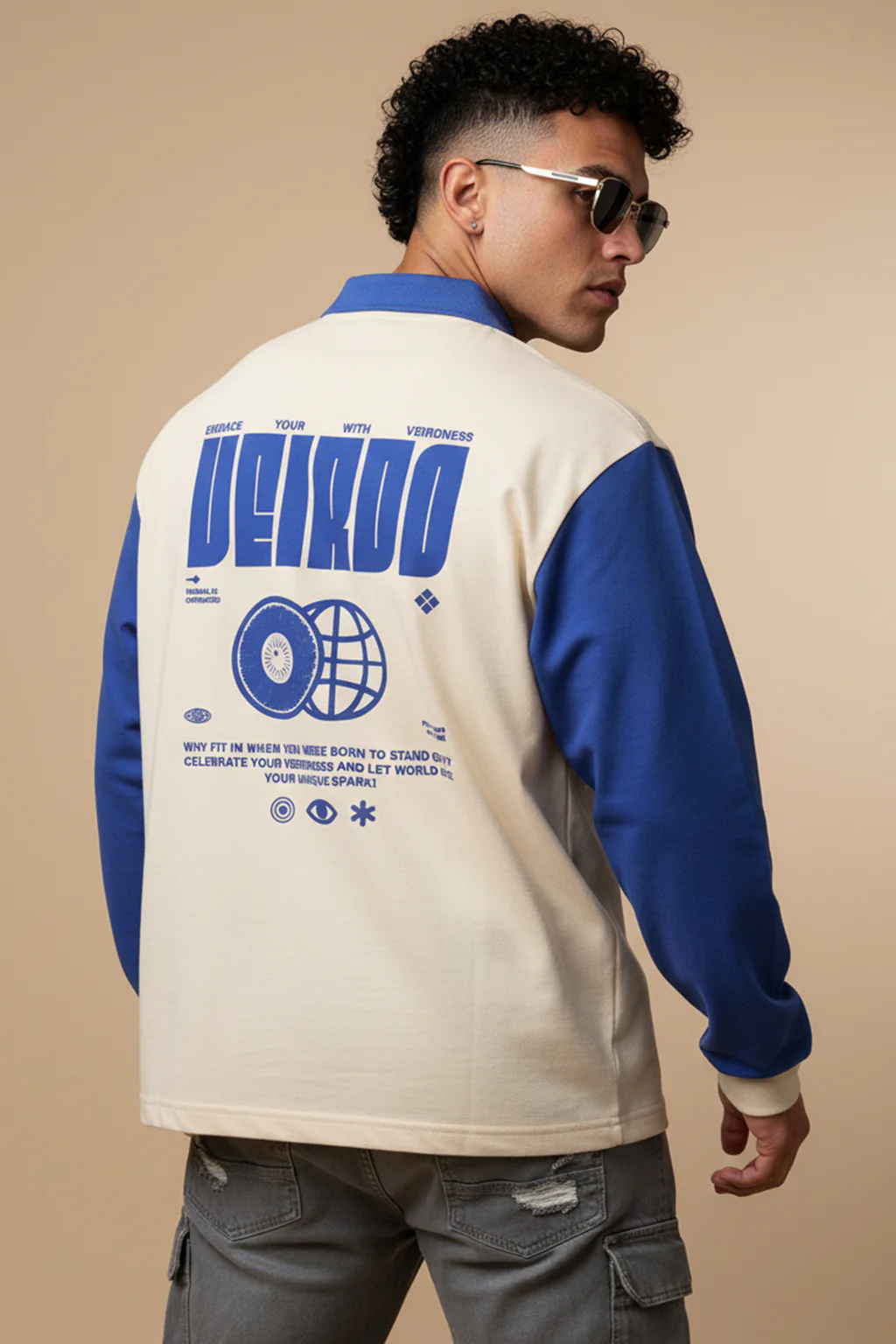Veirdo Back Printed Oversized Polo T-shirt - Image 2