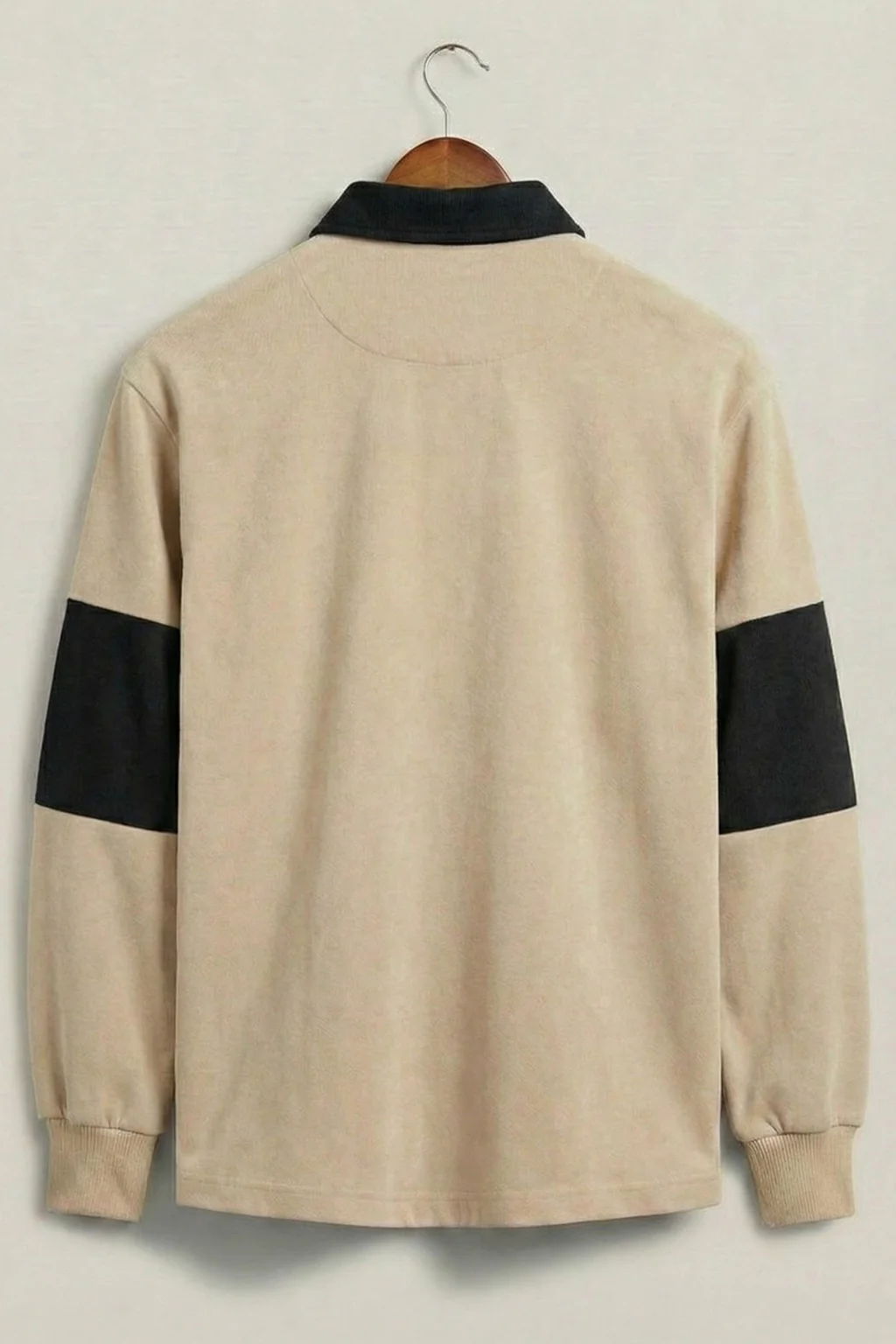 Veirdo Beige & Black Oversized Full Sleeve Exclusive Polo T-shirt - Image 4