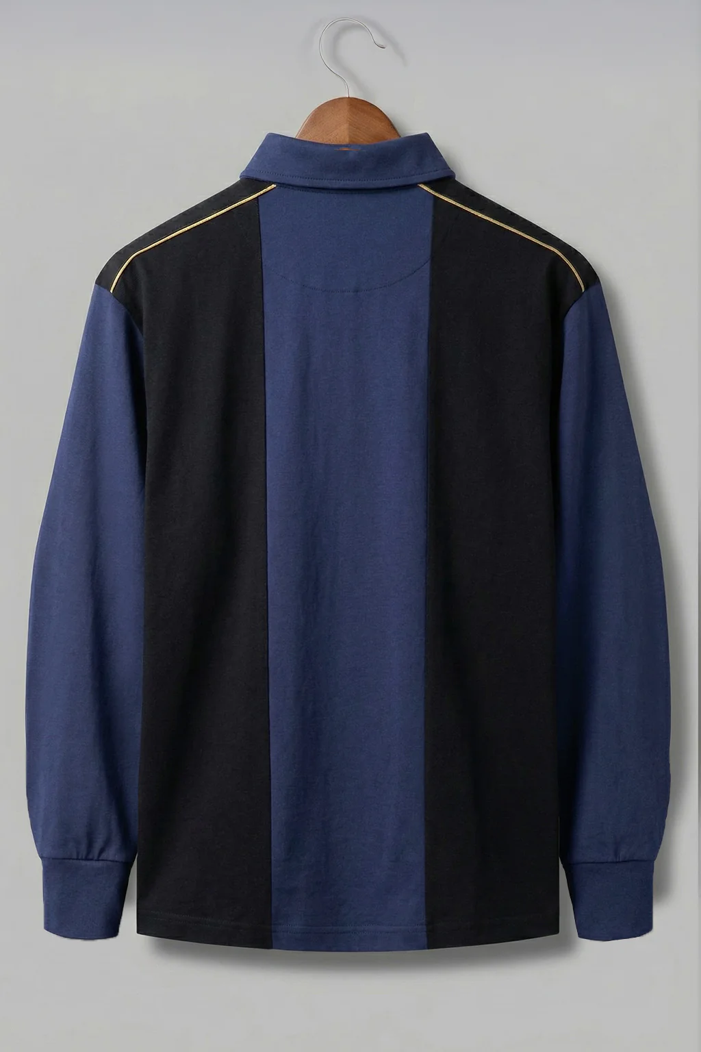 Veirdo Black & Navy Oversized Full Sleeve Exclusive Polo T-shirt - Image 5