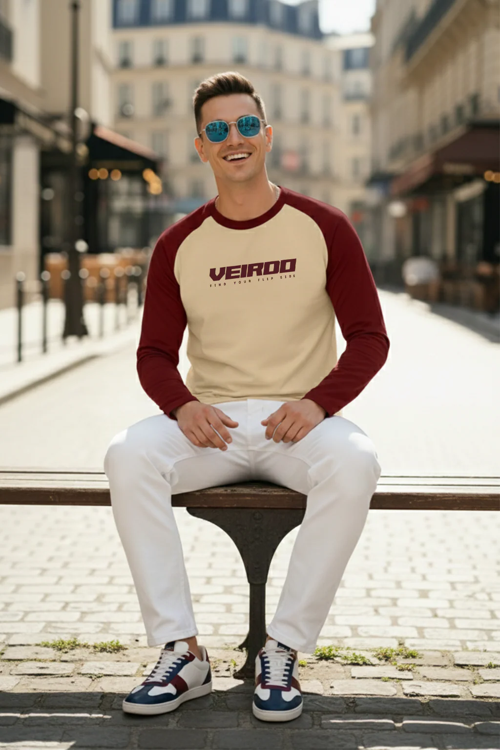 Veirdo Browm & Swanwhite Raglan Full Sleeve Printed T-shirt - Image 4