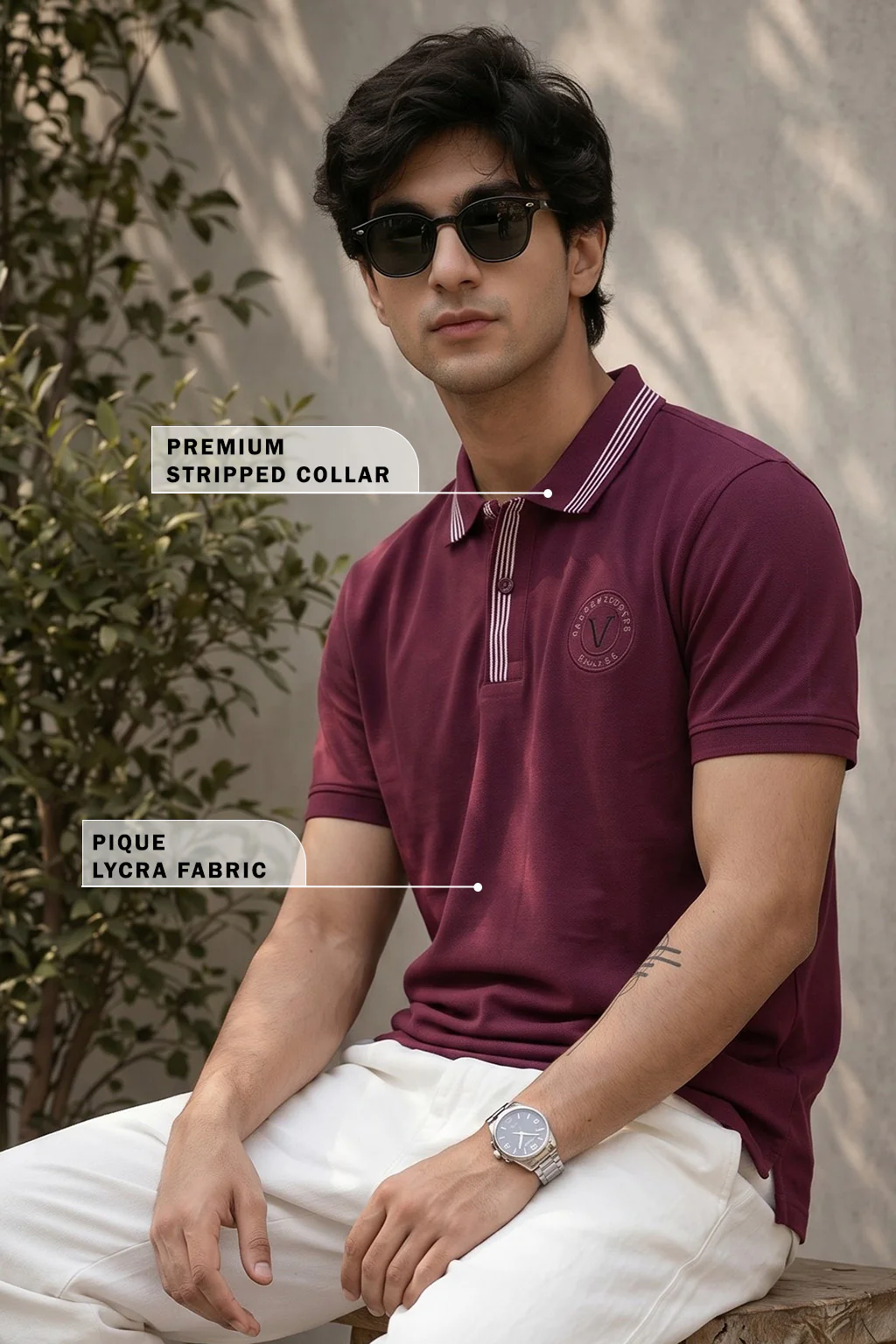 Veirdo City Maroon Regular Fit Pique Lycra Exclusive Polo T-Shirt