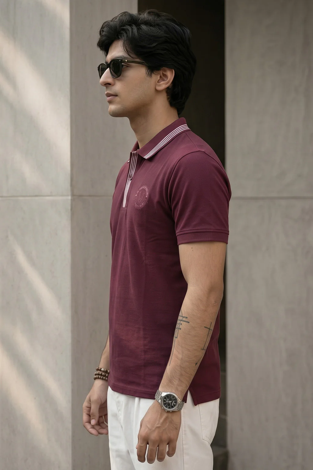 Veirdo City Maroon Regular Fit Pique Lycra Exclusive Polo T-Shirt - Image 3
