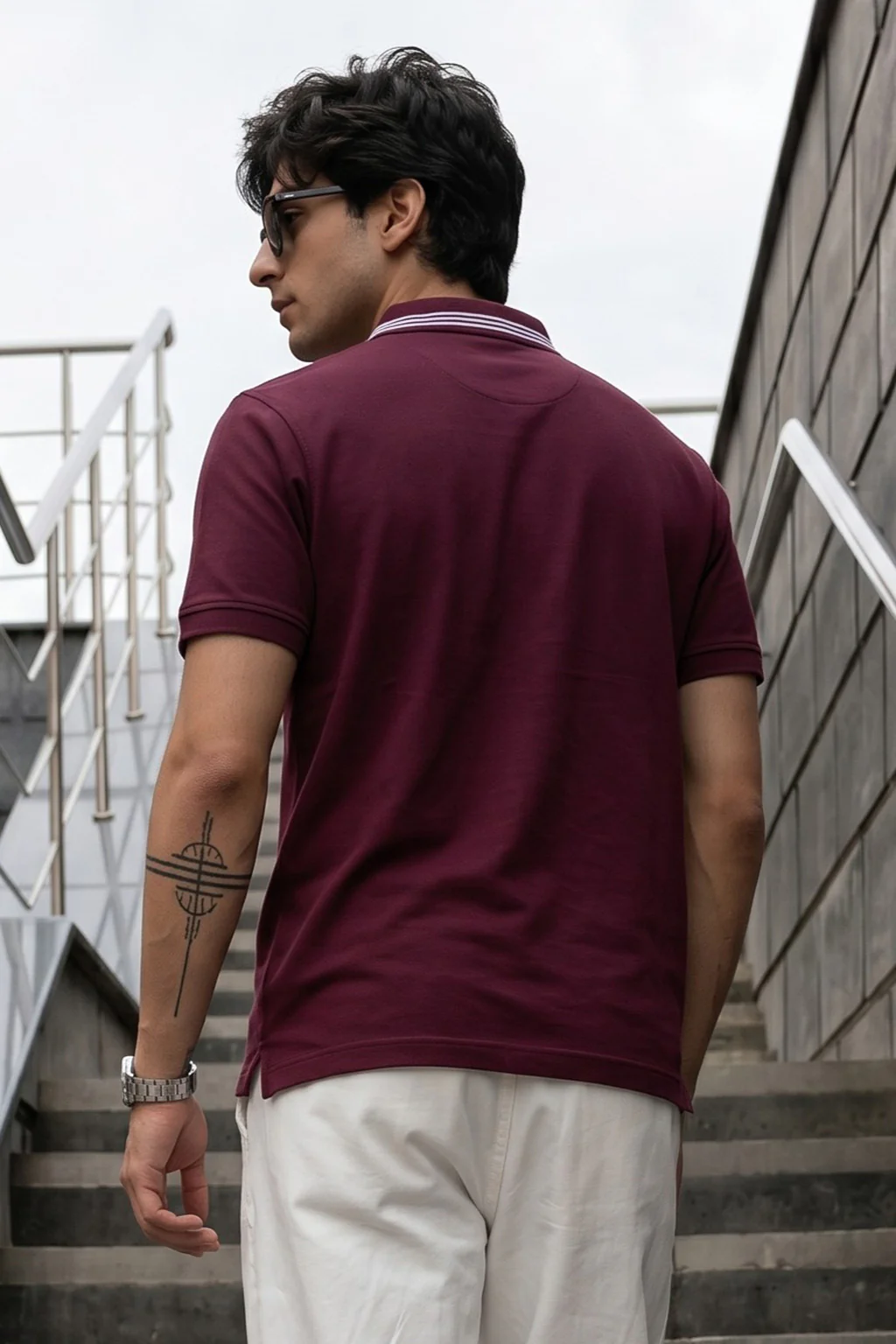 Veirdo City Maroon Regular Fit Pique Lycra Exclusive Polo T-Shirt - Image 4