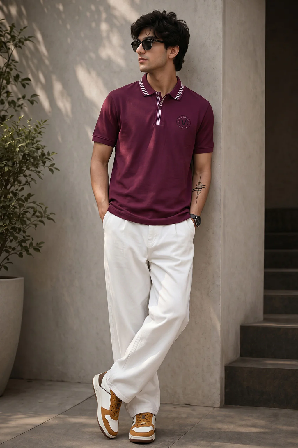 Veirdo City Maroon Regular Fit Pique Lycra Exclusive Polo T-Shirt - Image 5