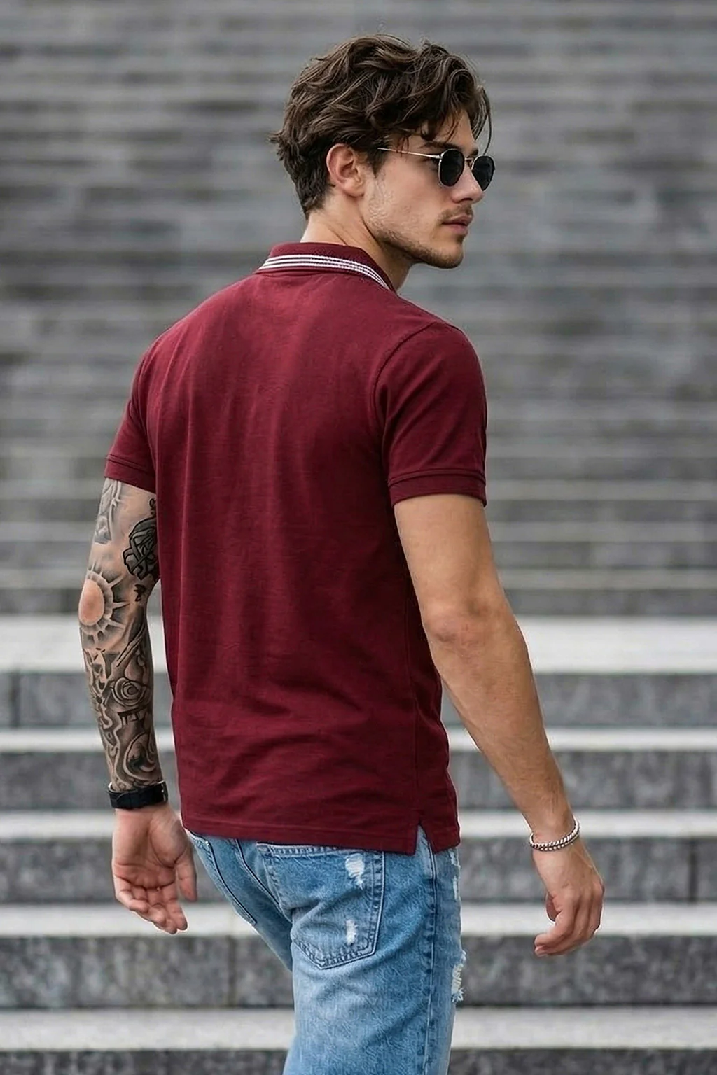 Veirdo City Maroon Regular Fit Pique Lycra Exclusive Polo T-Shirt - Image 4