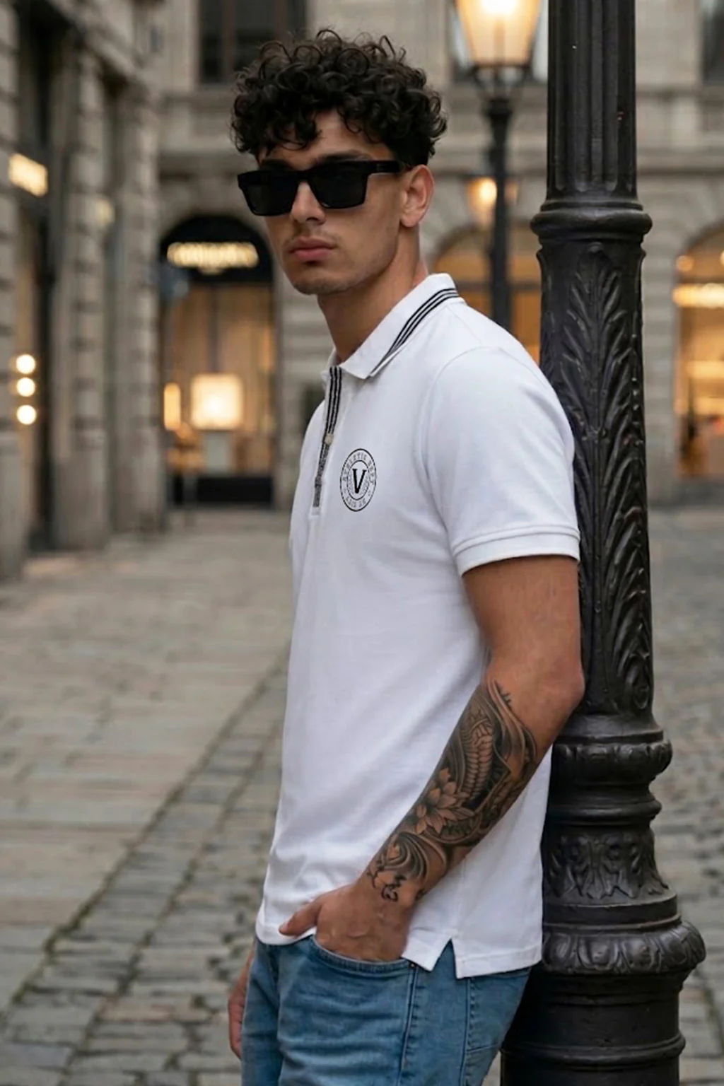 Veirdo City White Regular Fit Pique Lycra Exclusive Polo T-Shirt - Image 3