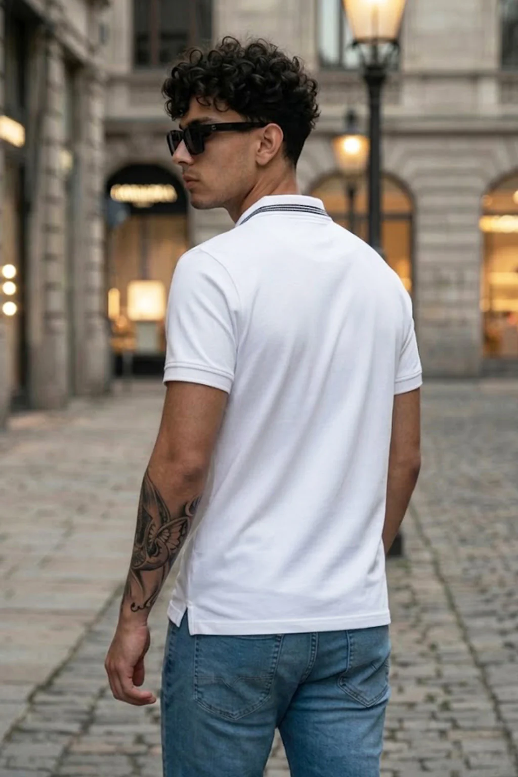 Veirdo City White Regular Fit Pique Lycra Exclusive Polo T-Shirt - Image 4