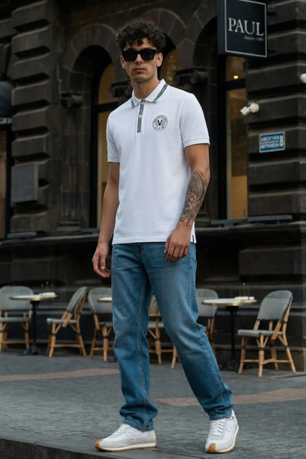 Veirdo City White Regular Fit Pique Lycra Exclusive Polo T-Shirt - Image 6