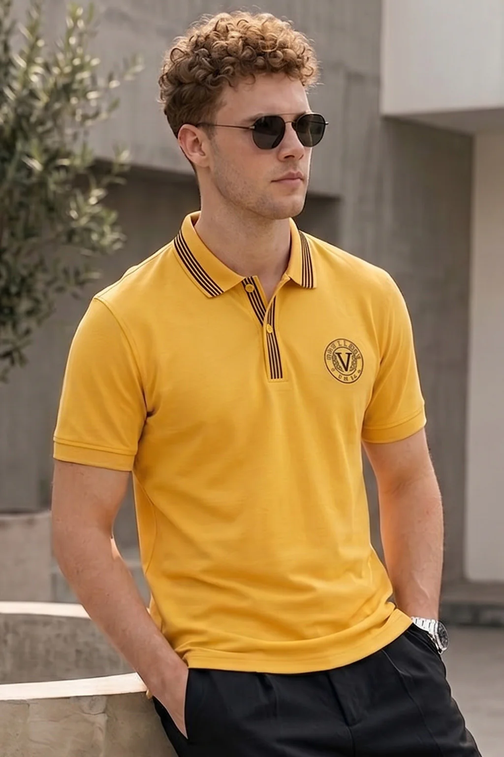 Veirdo City Yellow Regular Fit Pique Lycra Exclusive Polo T-Shirt - Image 3