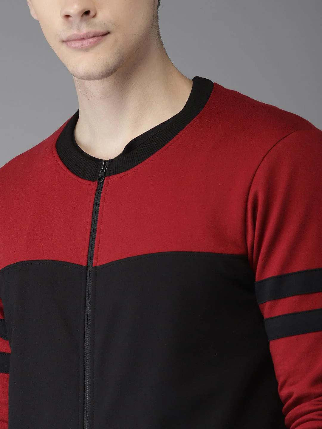 Red Black Striped Colorblock Cardigan - Image 4