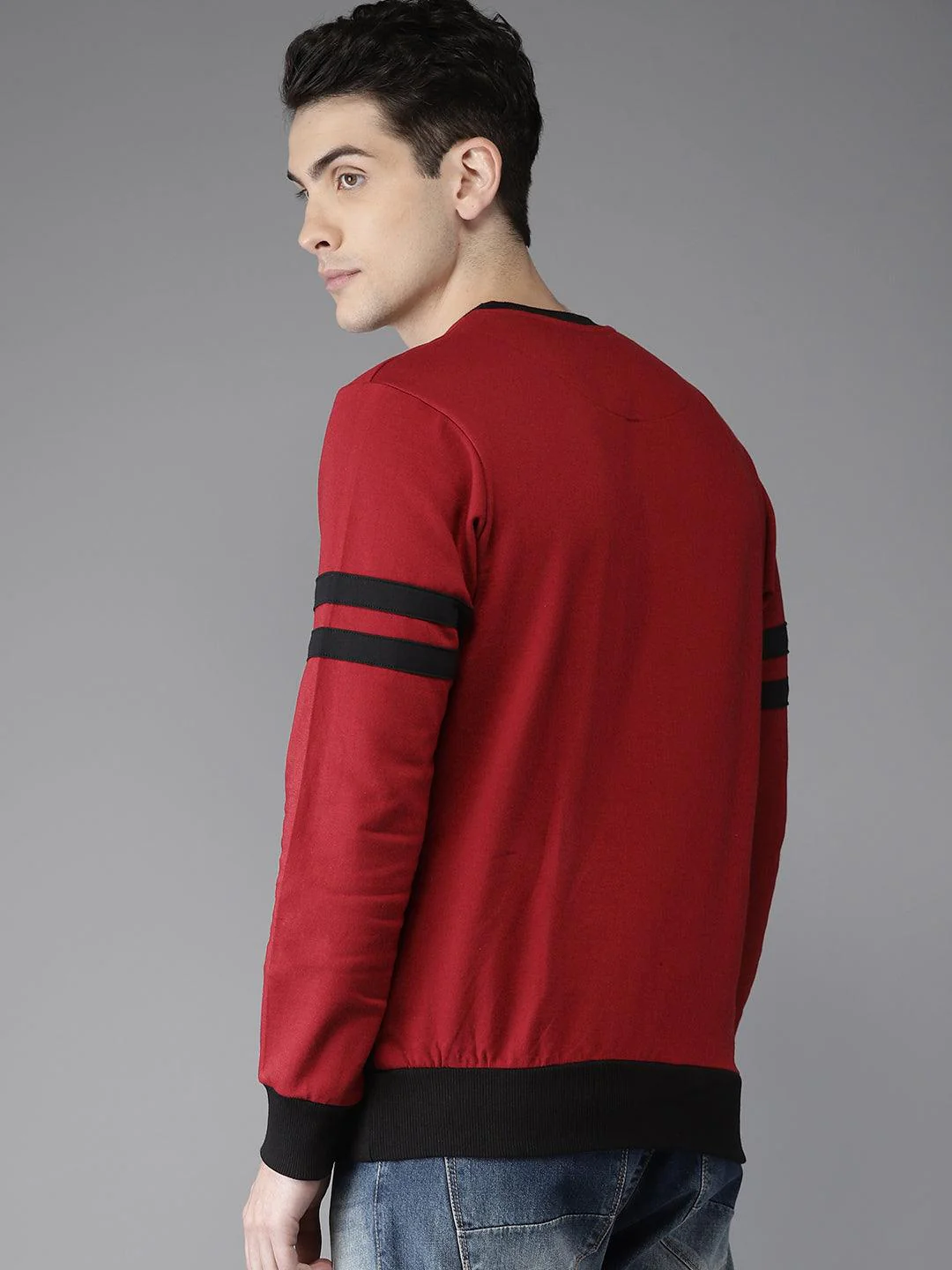 Red Black Striped Colorblock Cardigan - Image 5