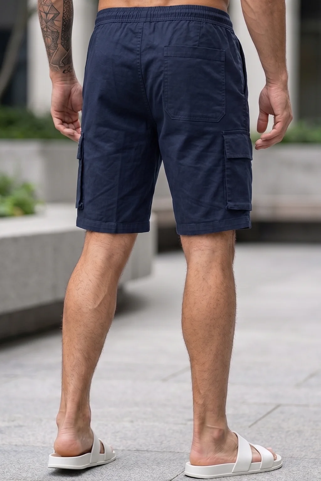 Veirdo Navy Minimal Cargo Shorts with Drawstring - Image 3