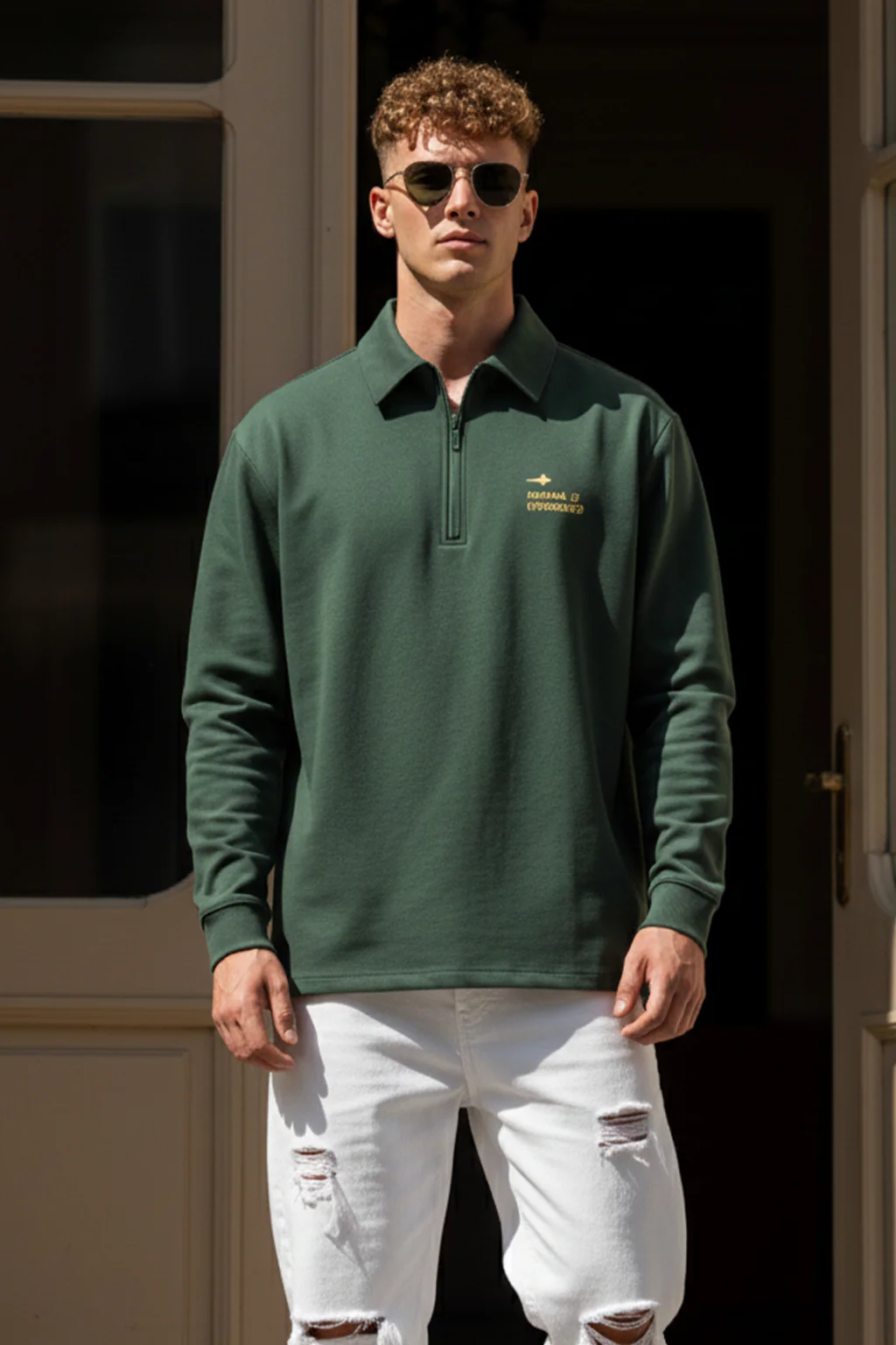Veirdo Olive Oversized Full Sleeve Exclusive Polo T-shirt - Image 2