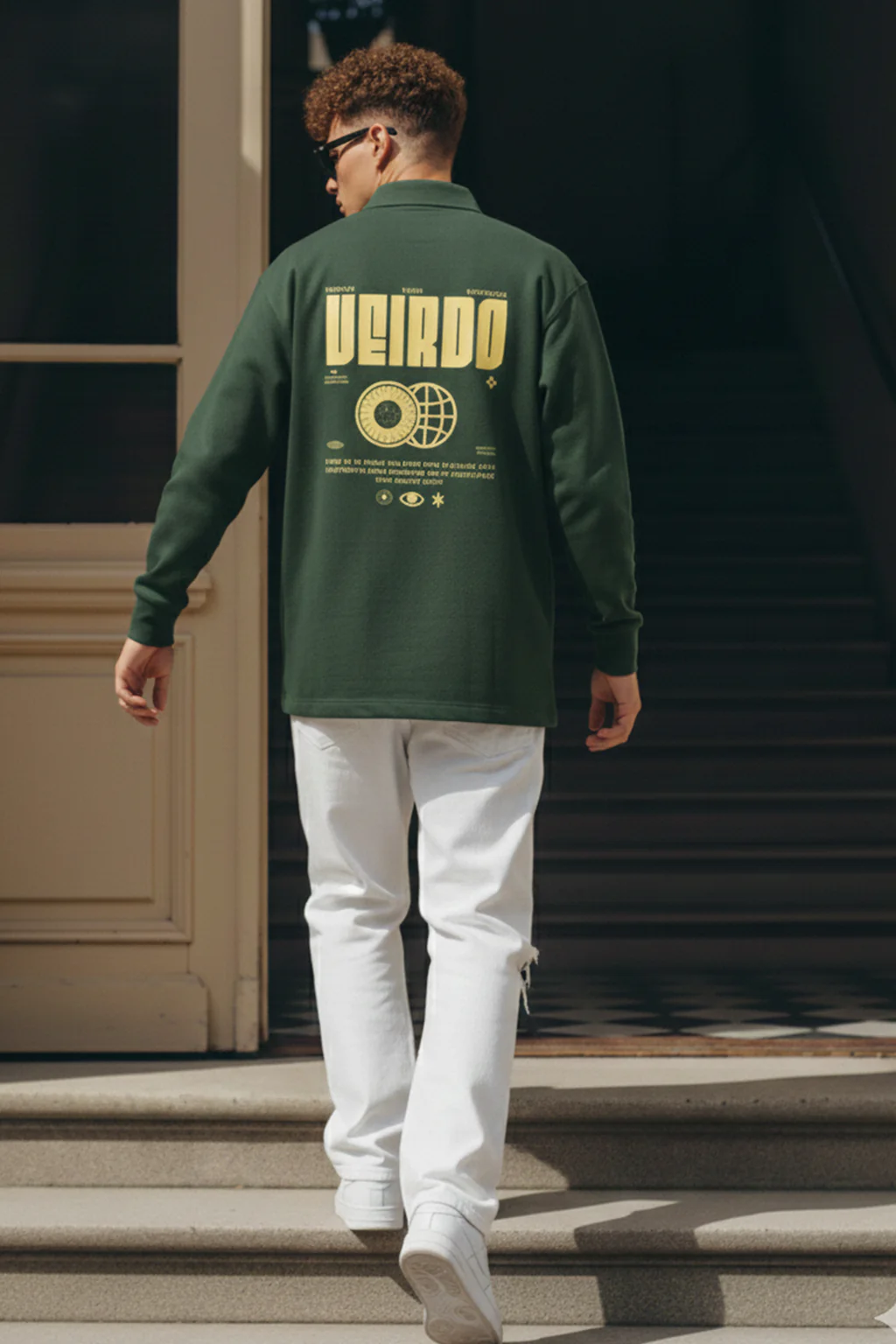 Veirdo Olive Oversized Full Sleeve Exclusive Polo T-shirt - Image 6