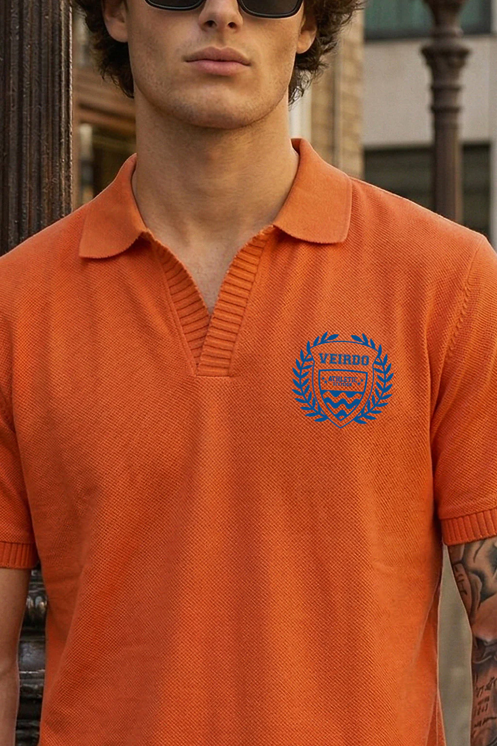 Veirdo Orange Rib Collar Economic Regular Fit Pique Polo - Image 2