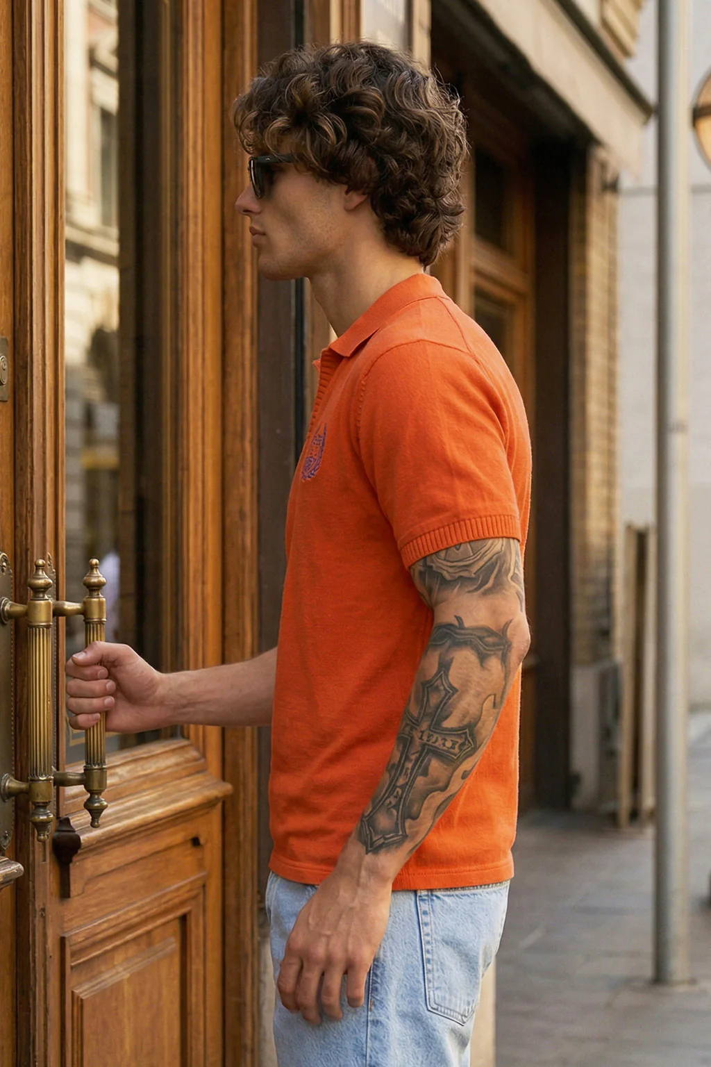 Veirdo Orange Rib Collar Economic Regular Fit Pique Polo - Image 4