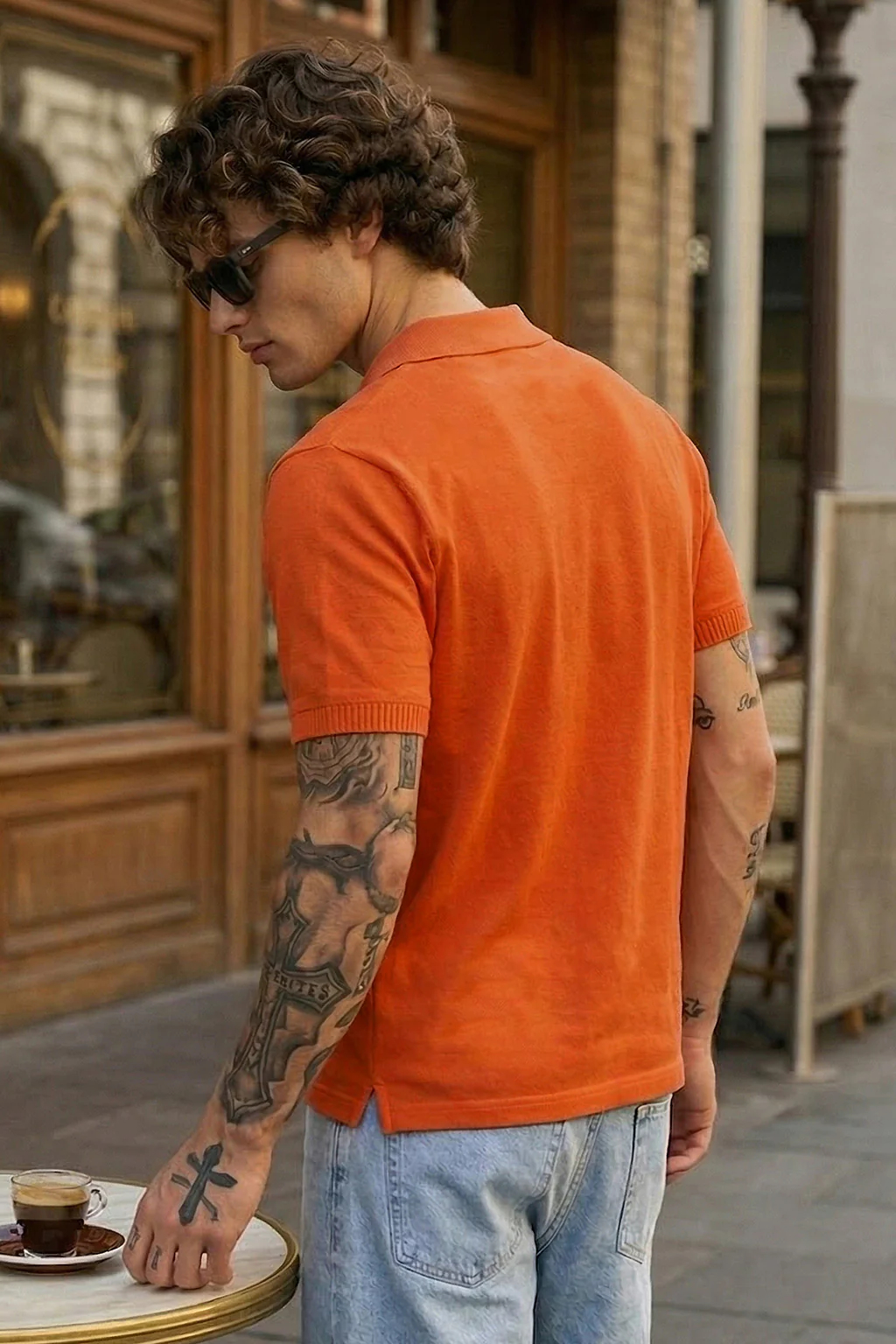 Veirdo Orange Rib Collar Economic Regular Fit Pique Polo - Image 5