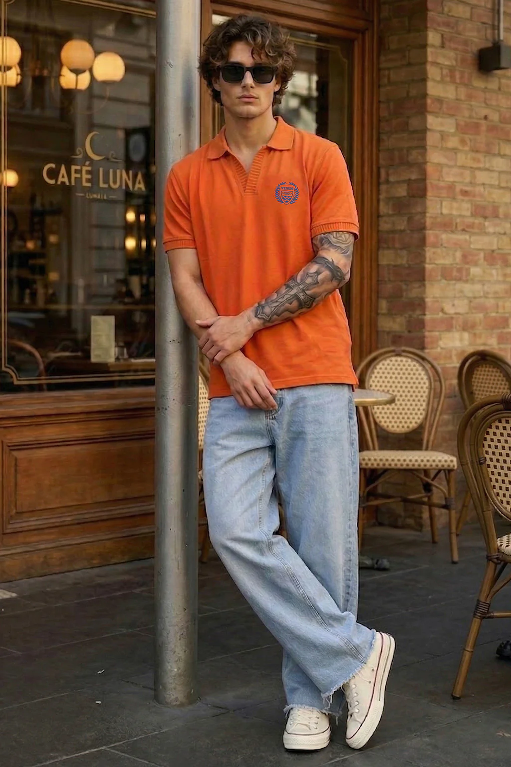 Veirdo Orange Rib Collar Economic Regular Fit Pique Polo - Image 6