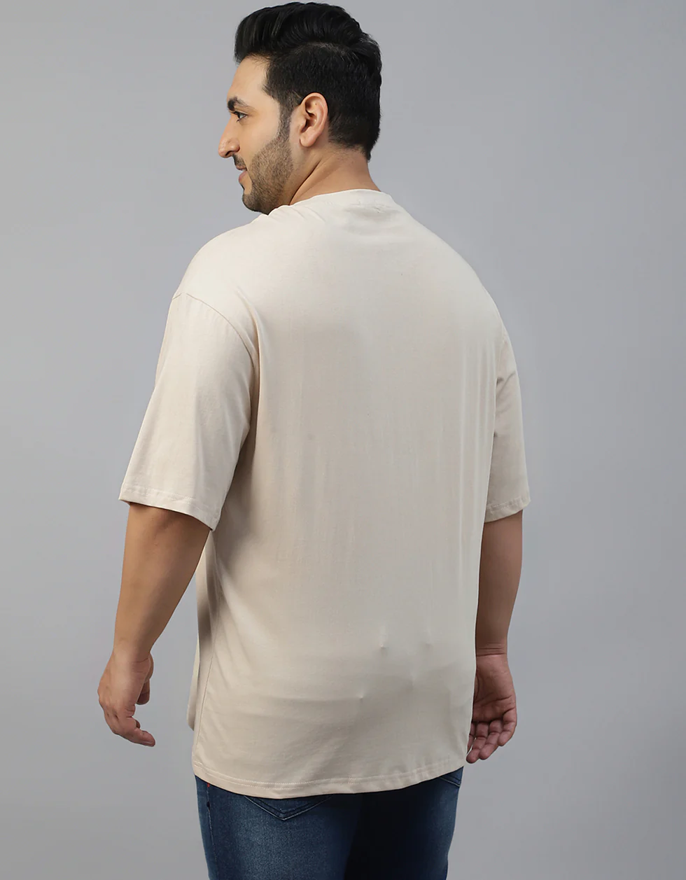Veirdo Original Beige Graphic Printed Plus Size T-shirt - Image 6