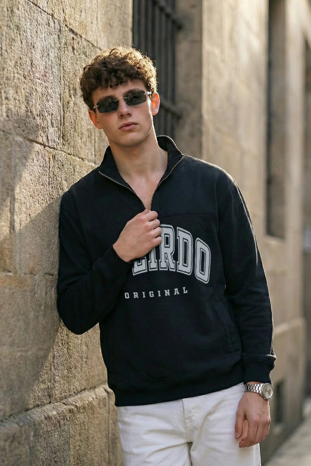 Veirdo Original Black Oversized Full Sleeve Printed Exclusive Polo T-shirt - Image 2