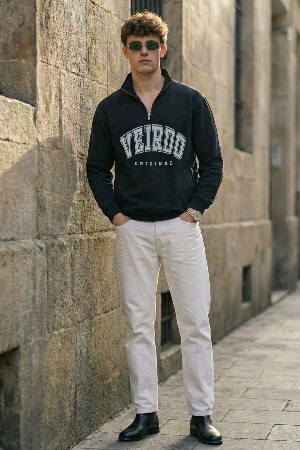 Veirdo Original Black Oversized Full Sleeve Printed Exclusive Polo T-shirt - Image 4