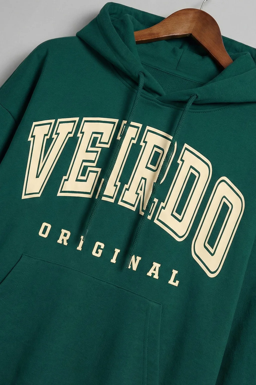 Veirdo Original Green Front Oversized Graphic Printed Hoodie - Image 3
