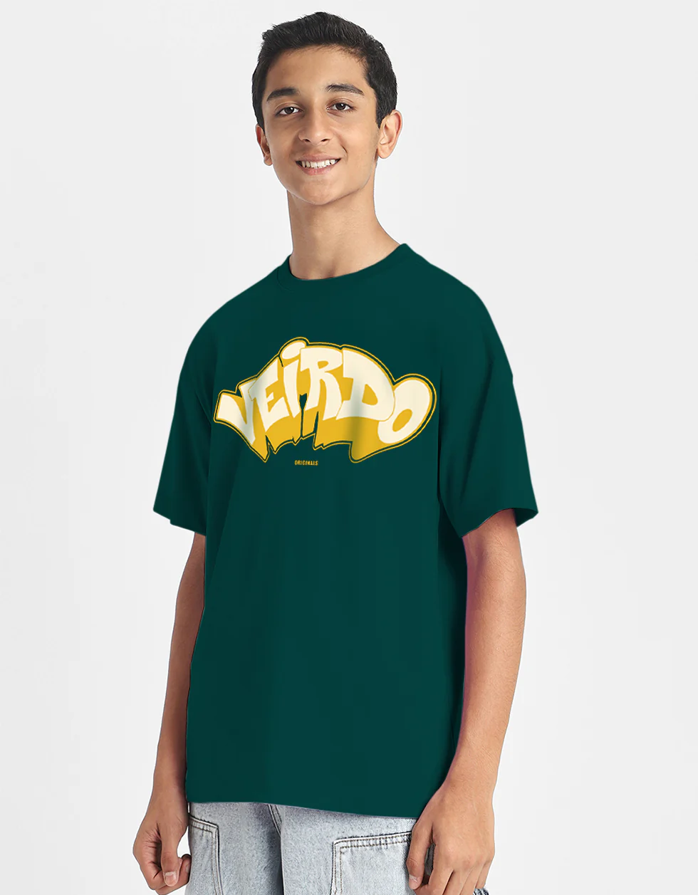 Veirdo Original Green Oversized Graphic Printed Boys T-shirt - Image 3