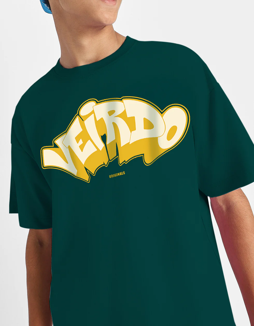 Veirdo Original Green Oversized Graphic Printed Boys T-shirt - Image 5