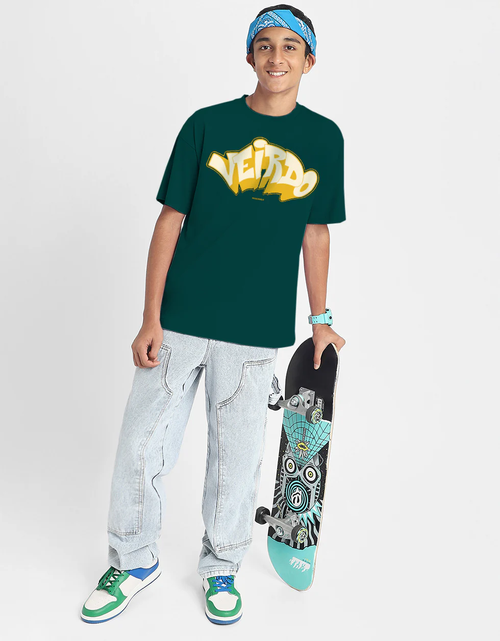 Veirdo Original Green Oversized Graphic Printed Boys T-shirt - Image 6